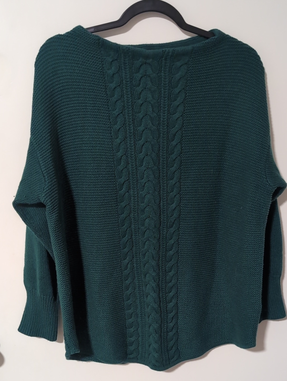 Chaps Teal Cable-Front Boatneck Sweater